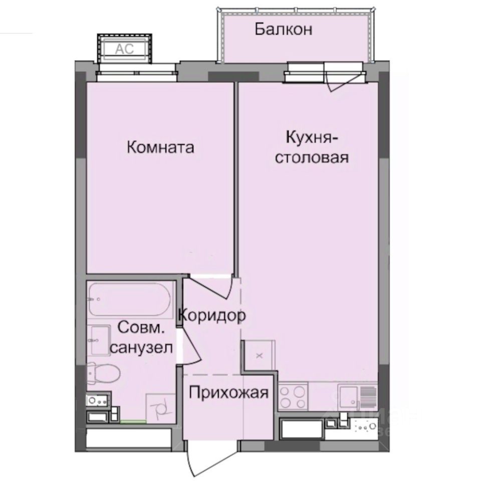 1-комн.кв., 37,7 м², 9/17 этаж