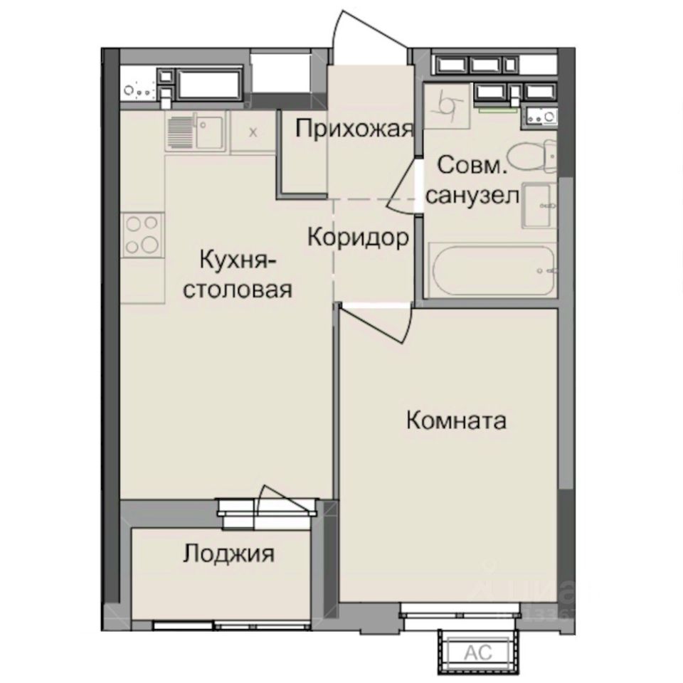 1-комн.кв., 35 м², 9/17 этаж