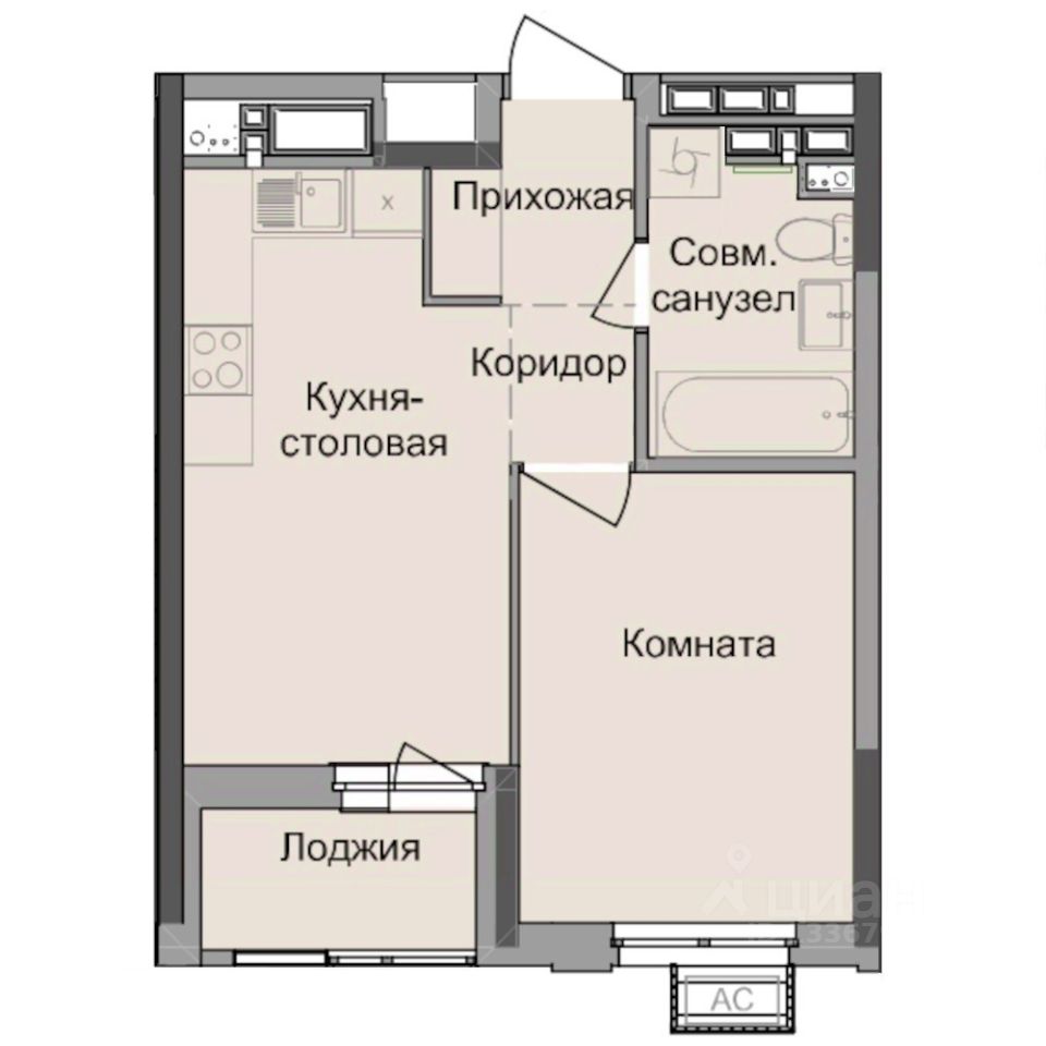 1-комн.кв., 35 м², 12/17 этаж