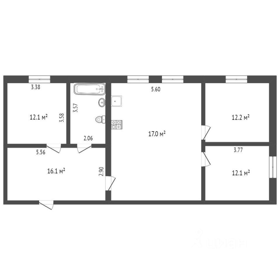 Планировка этой квартиры по данным Циан