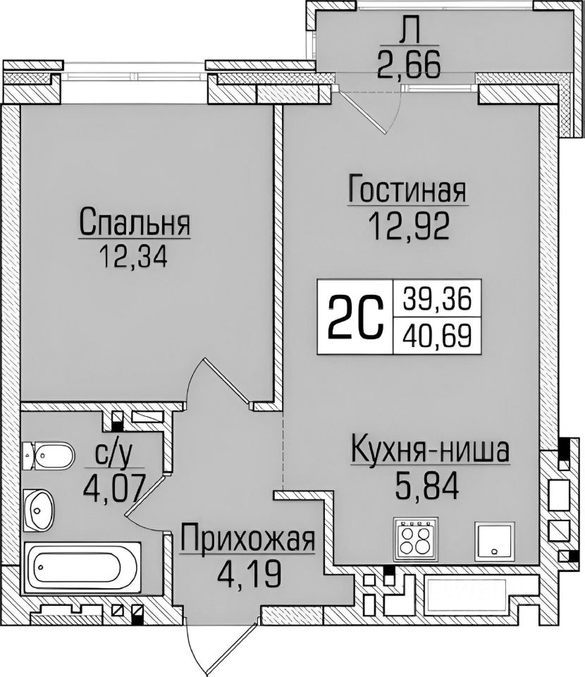 Планировка этой квартиры по данным Циан