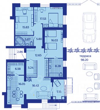 4-комн.кв., 162,9 м², 1/9 этаж