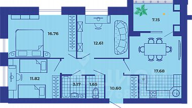 3-комн.кв., 81,4 м², 8/9 этаж