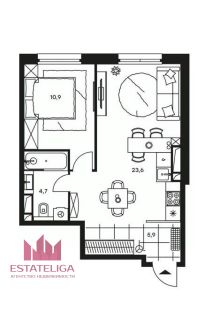 2-комн.апарт., 46 м², этаж 20