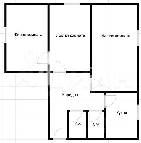 Планировка этой квартиры по данным Циан