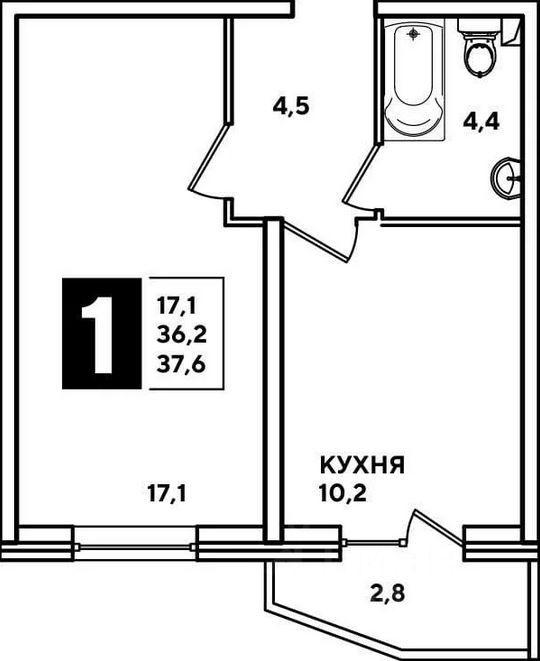 Планировка этой квартиры по данным Циан