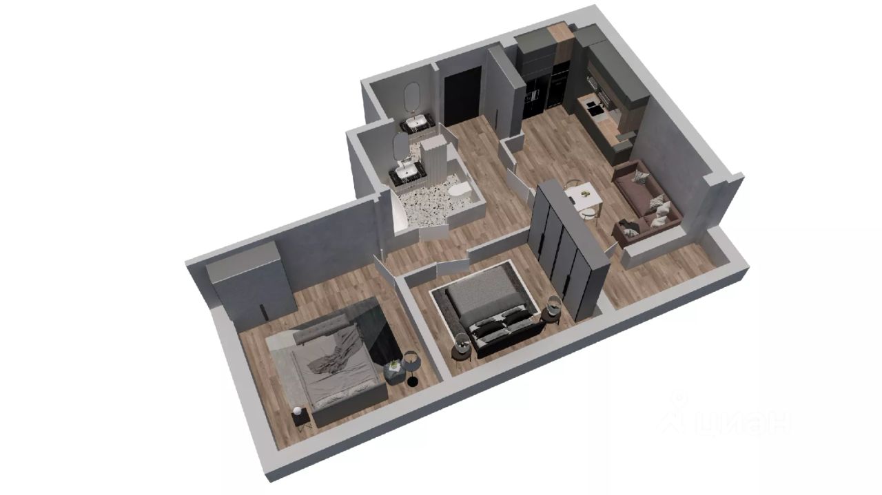 2-комн.кв., 61,9 м², 7/7 этаж