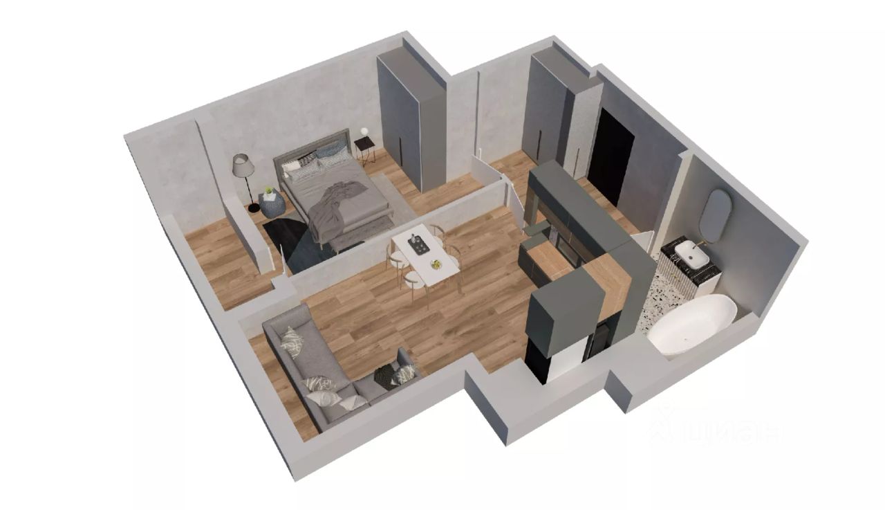 2-комн.кв., 44,3 м², 2/10 этаж