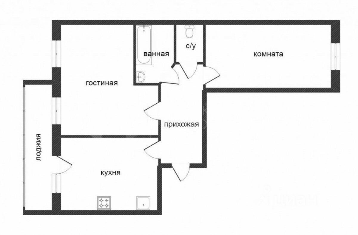 Планировка этой квартиры по данным Циан