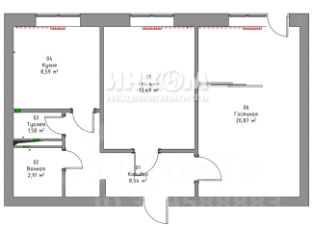 2-комн.кв., 58 м², этаж 6