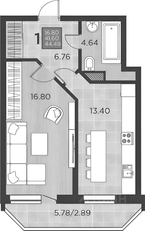 Планировка этой квартиры по данным Циан