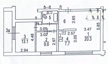 3-комн.кв., 64 м², этаж 4