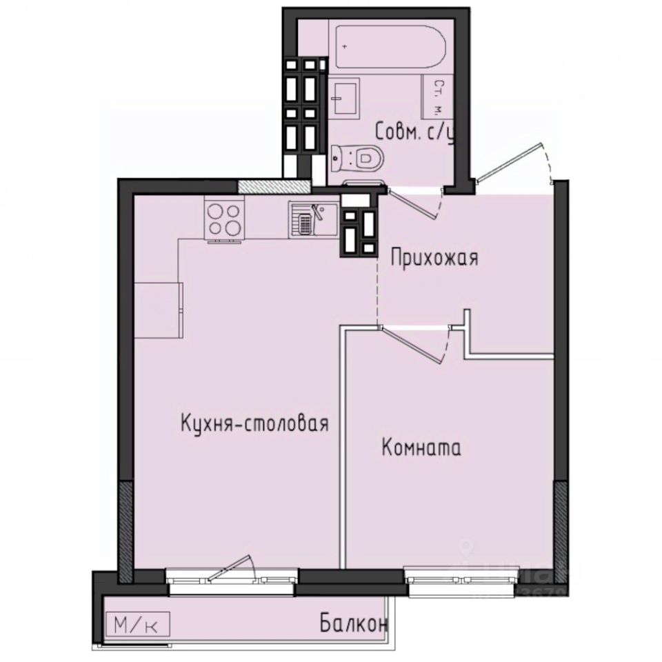 1-комн.кв., 32,9 м², 10/10 этаж