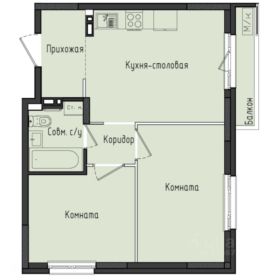 2-комн.кв., 48,5 м², 5/10 этаж