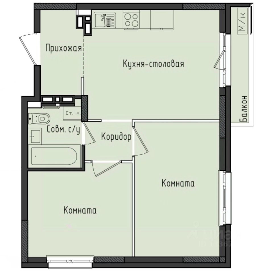 2-комн.кв., 48,3 м², 7/10 этаж