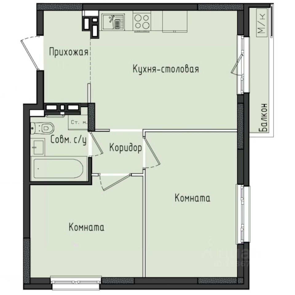 2-комн.кв., 48,3 м², 9/10 этаж