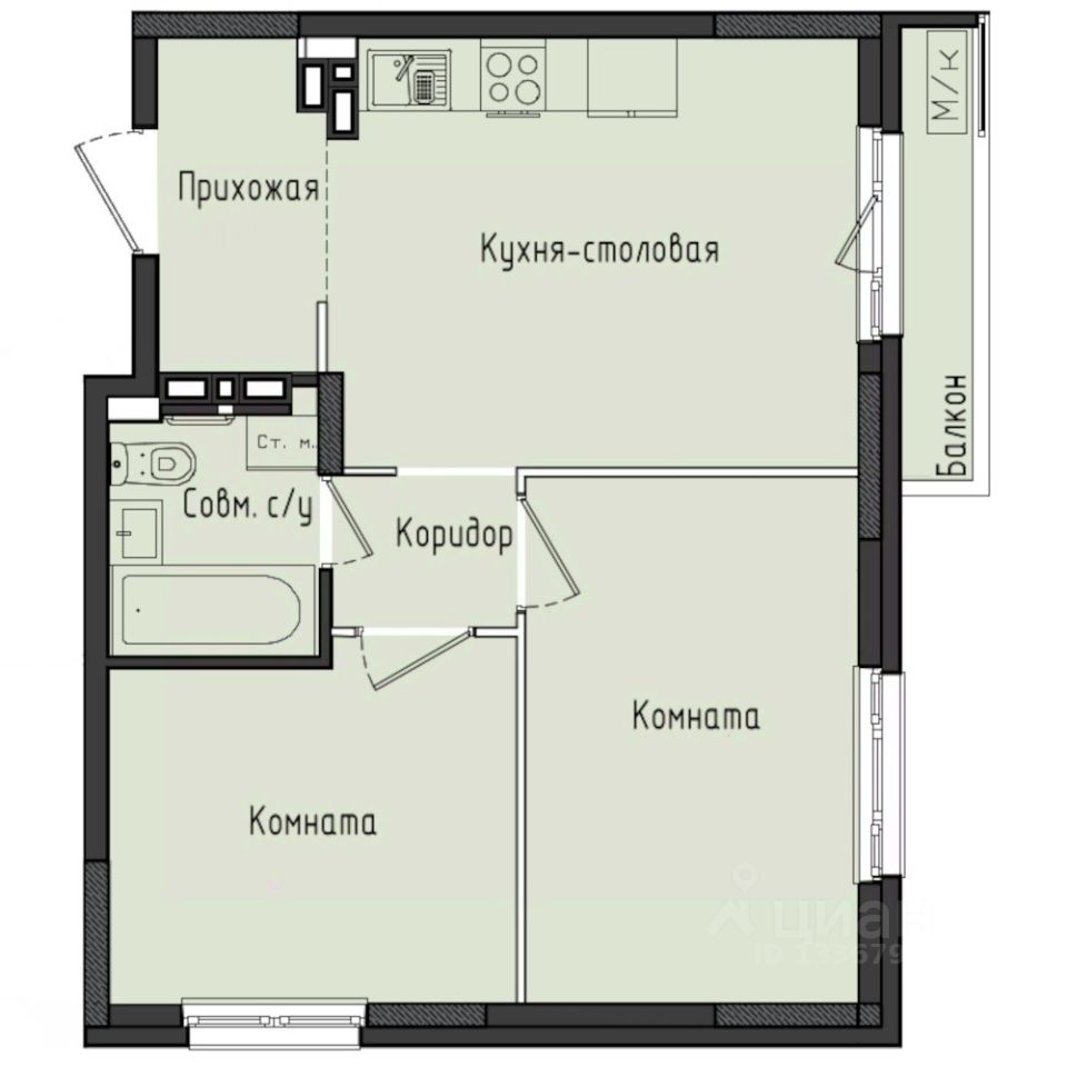 2-комн.кв., 48,3 м², 8/10 этаж