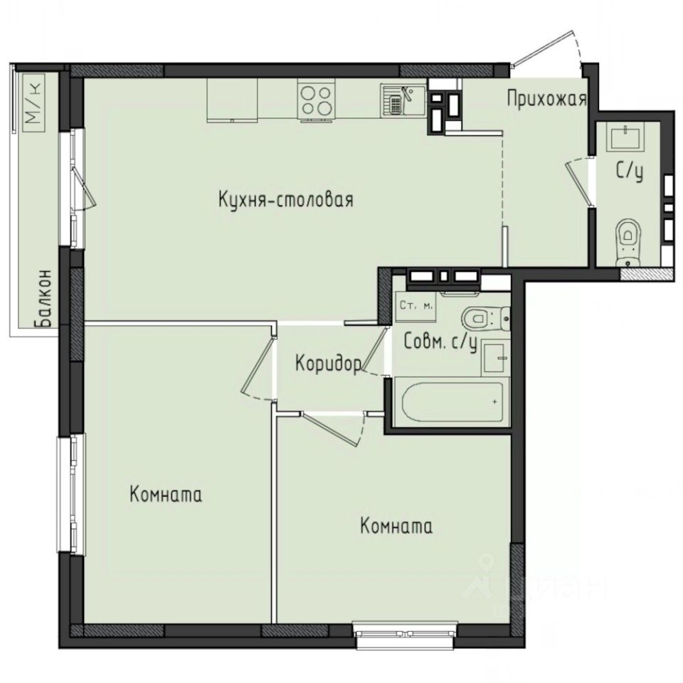 2-комн.кв., 55,1 м², 7/10 этаж