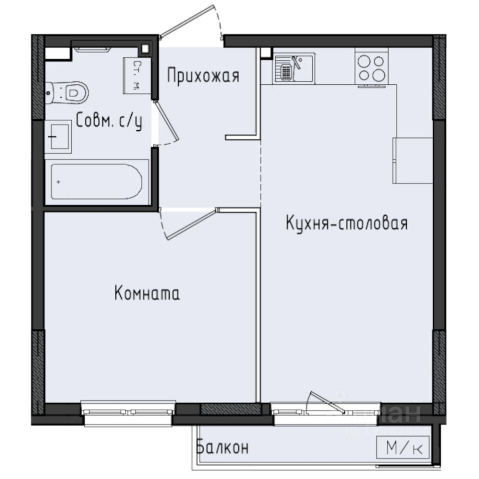 1-комн.кв., 36,8 м², 2/10 этаж