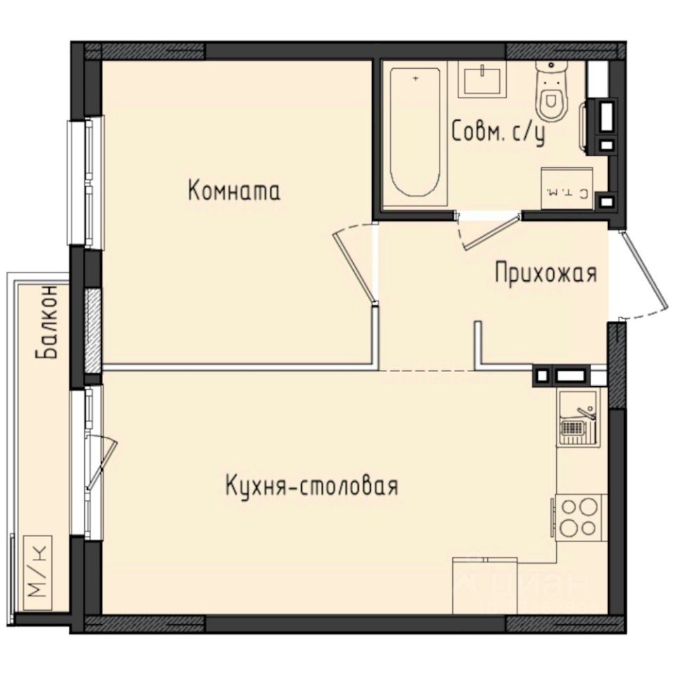 1-комн.кв., 37,1 м², 5/10 этаж