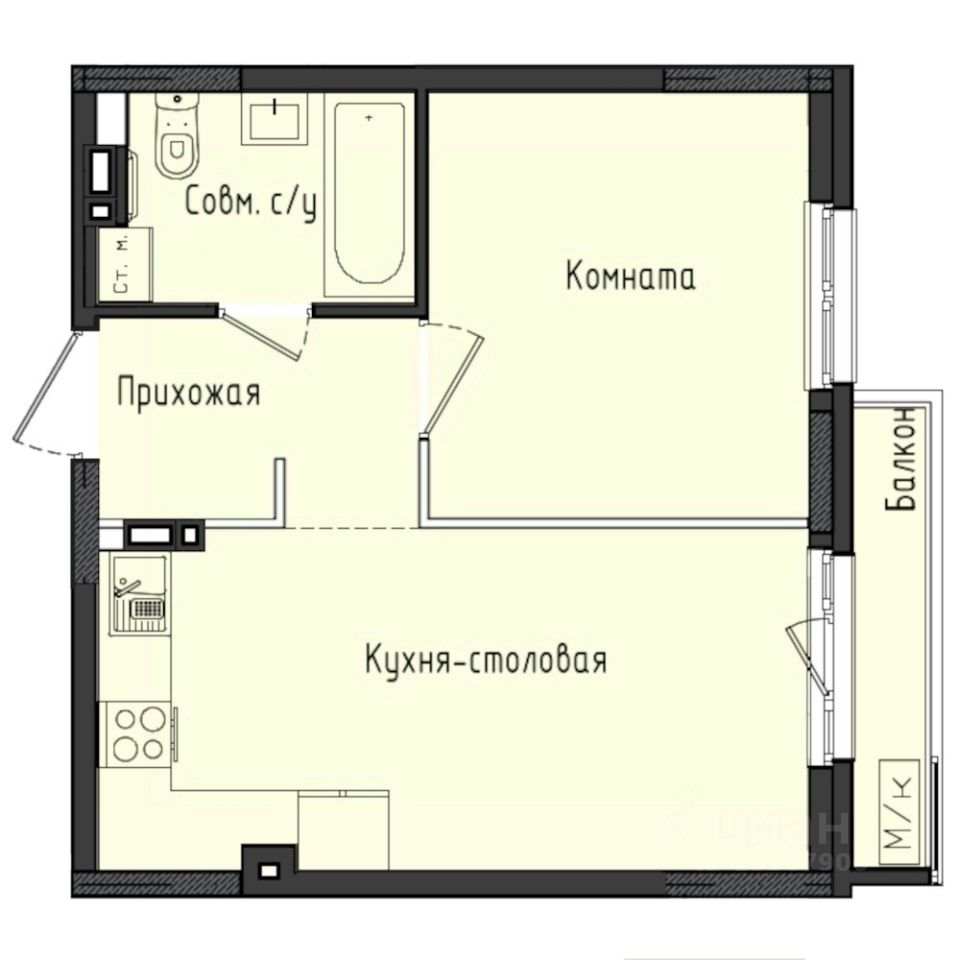1-комн.кв., 37 м², 3/10 этаж