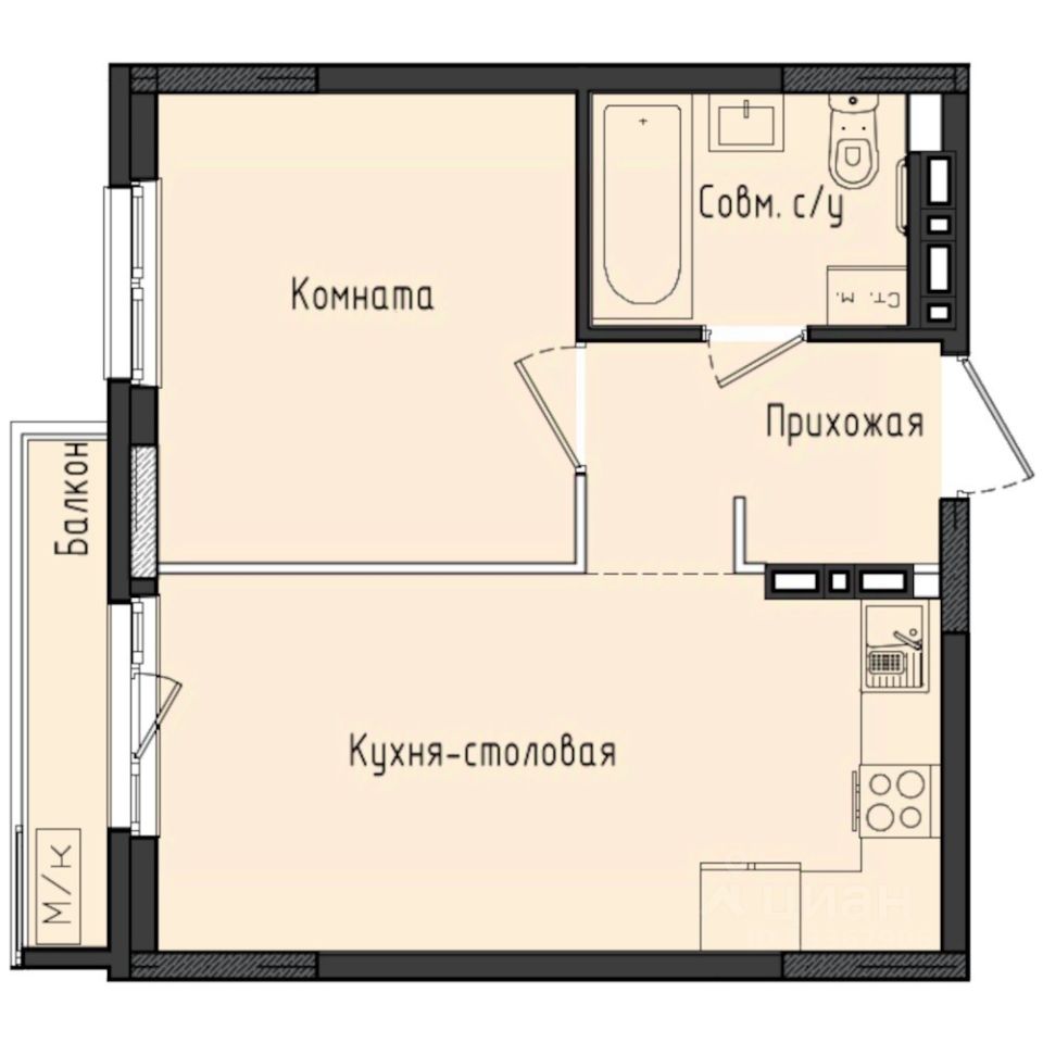 1-комн.кв., 36,9 м², 10/10 этаж