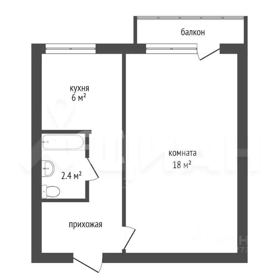 Планировка этой квартиры по данным Циан