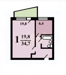 1-комн.кв., 35 м², этаж 4