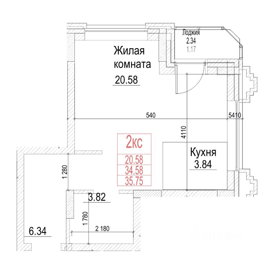 1-комн.кв., 34,5 м², 16/21 этаж