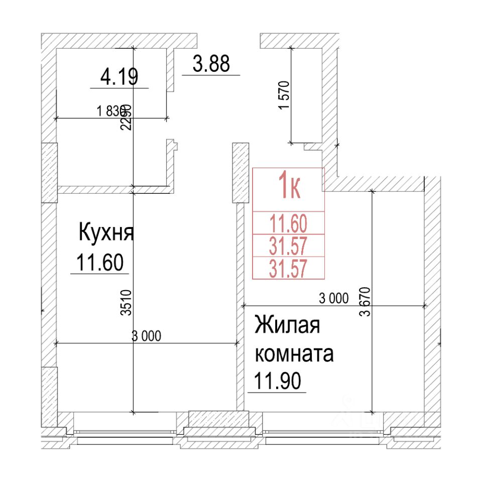 Студия, 31,5 м², 2/21 этаж