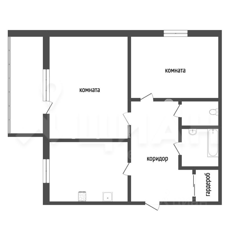 Планировка этой квартиры по данным Циан