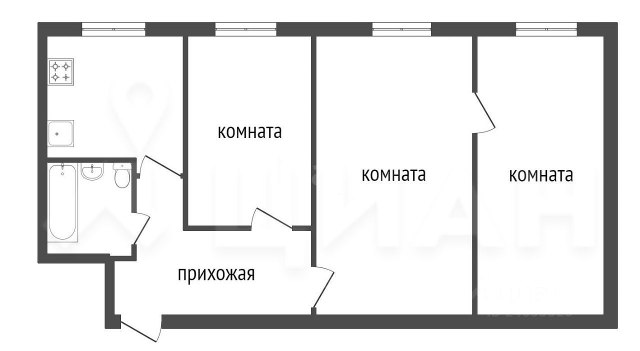 Планировка этой квартиры по данным Циан