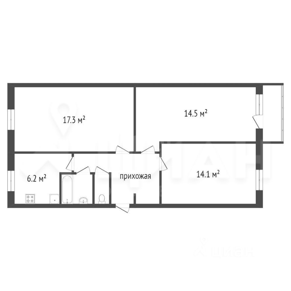 Планировка этой квартиры по данным Циан