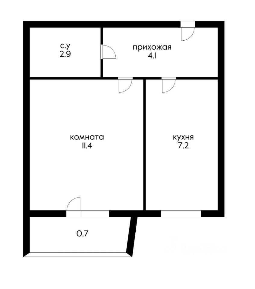 Планировка этой квартиры по данным Циан
