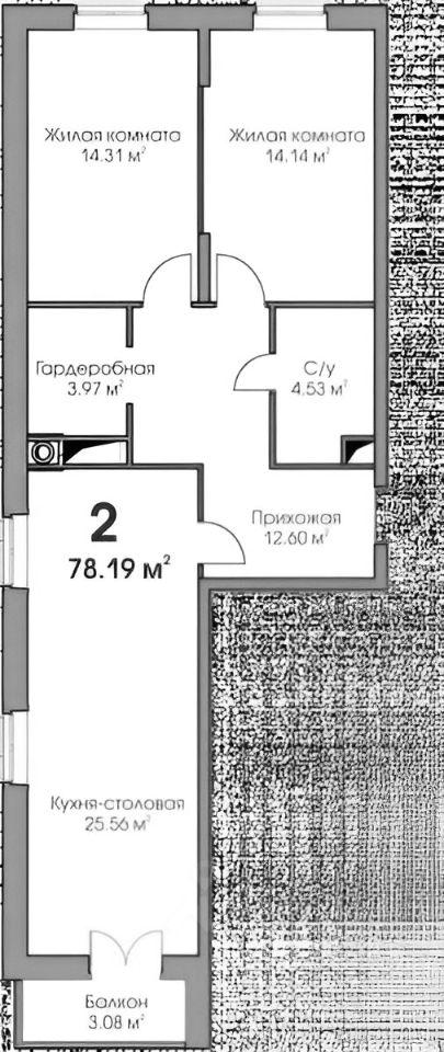 Планировка этой квартиры по данным Циан