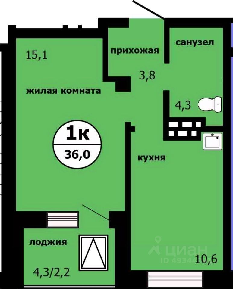 1-комн.кв., 35 м², 12/19 этаж