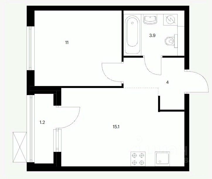 1-комн.кв., 35,2 м², 17/17 этаж