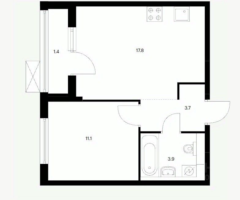 1-комн.кв., 37,9 м², 17/17 этаж