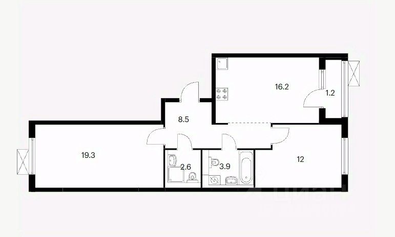 2-комн.кв., 63,7 м², 17/17 этаж