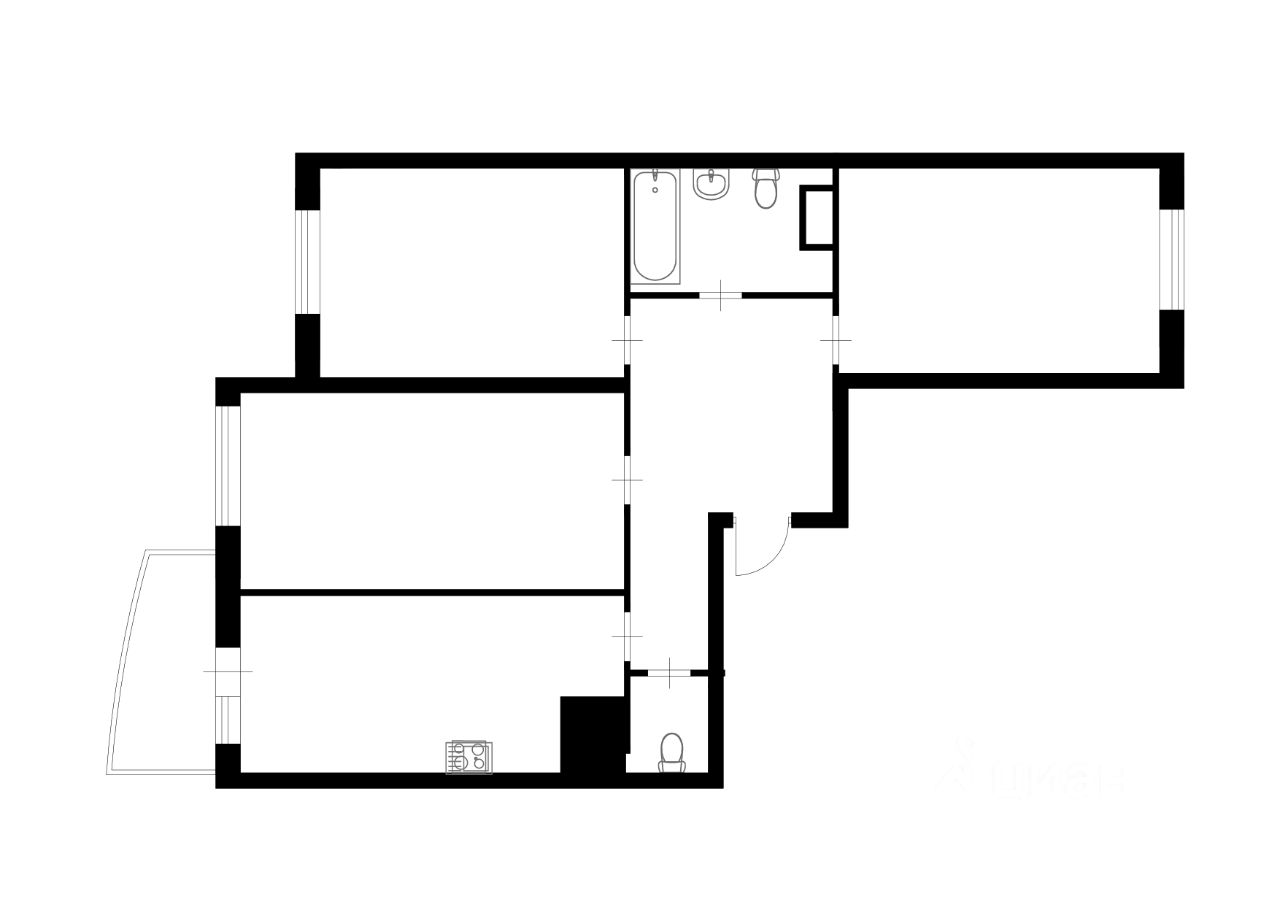 Планировка этой квартиры по данным Циан