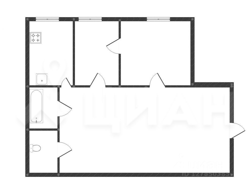 Планировка этой квартиры по данным Циан