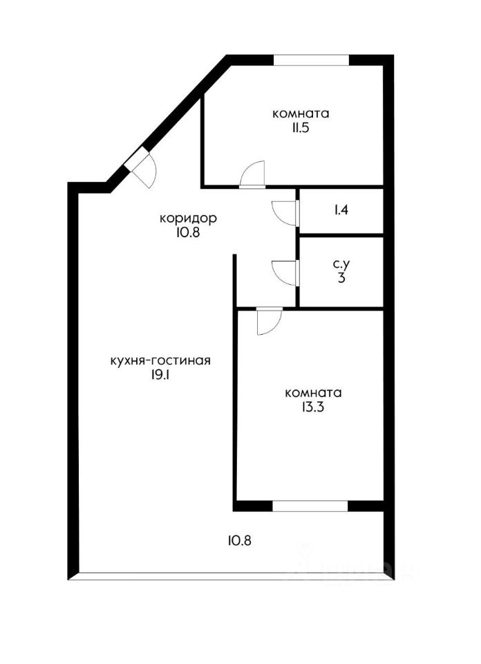 Планировка этой квартиры по данным Циан
