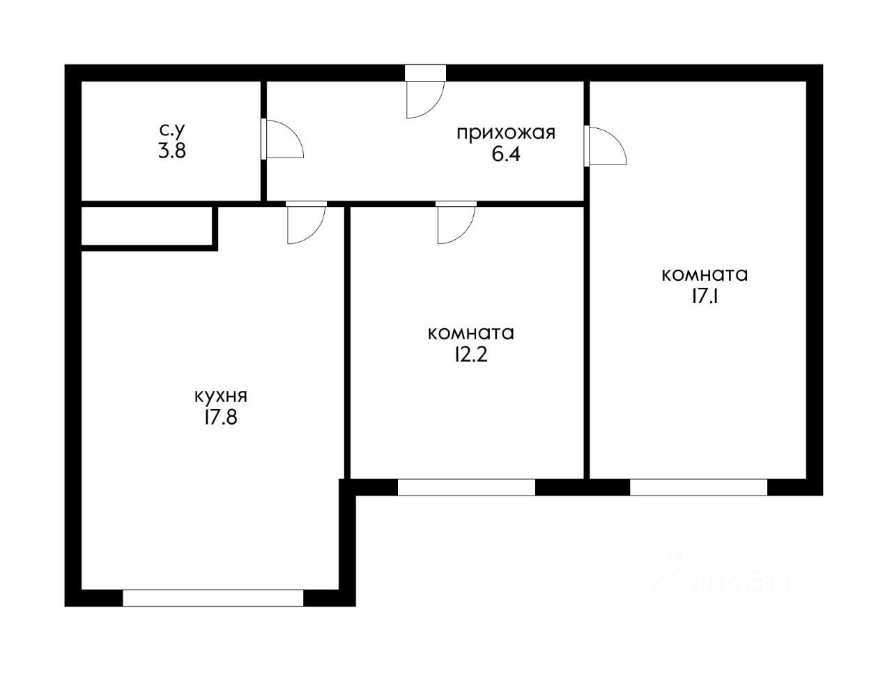 Планировка этой квартиры по данным Циан