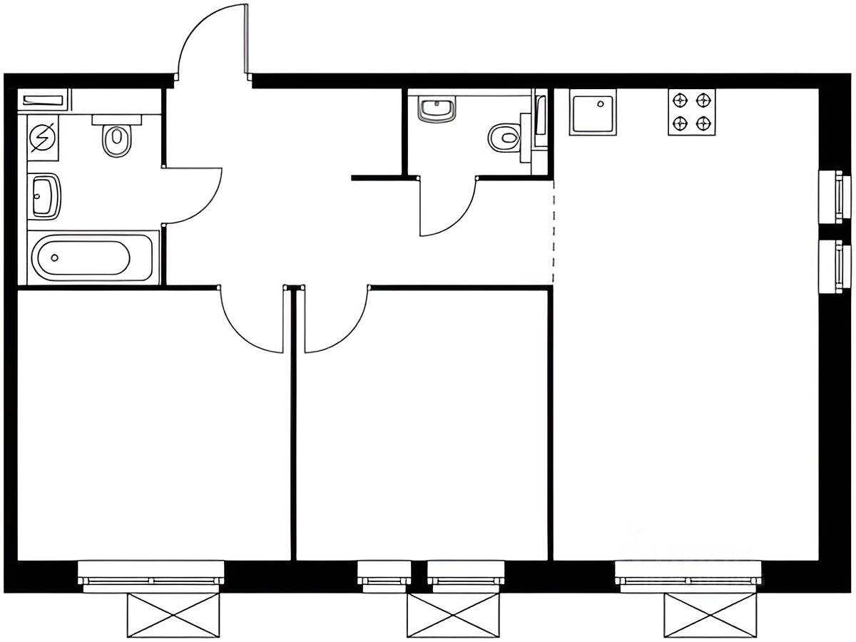 Планировка этой квартиры по данным Циан