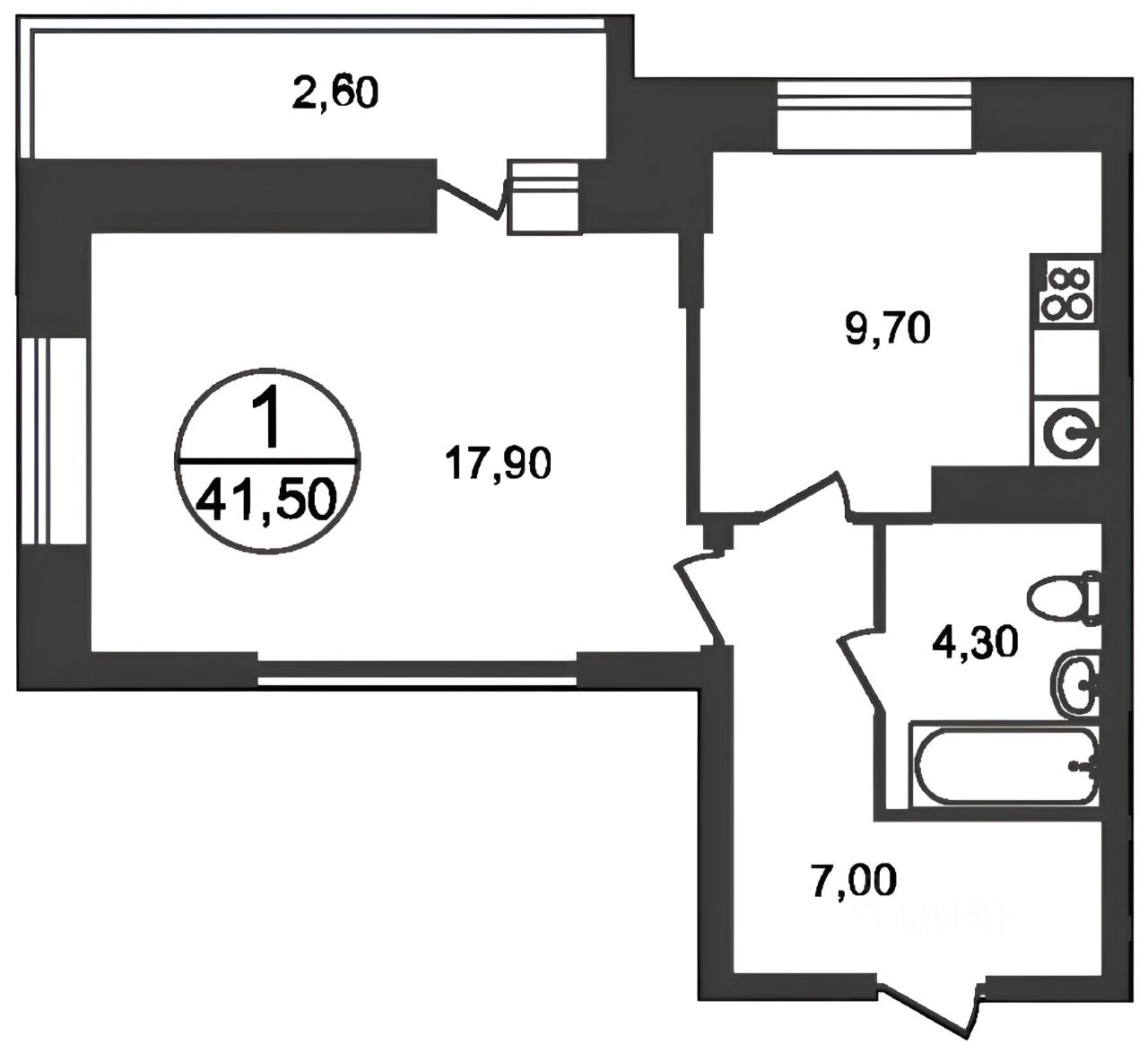 Планировка этой квартиры по данным Циан