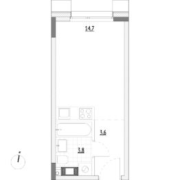 апарт.-студия, 22 м², этаж 4