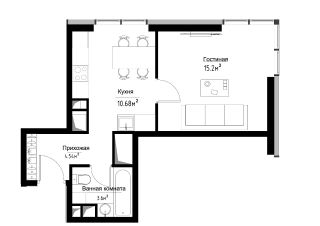1-комн.кв., 36 м², этаж 30