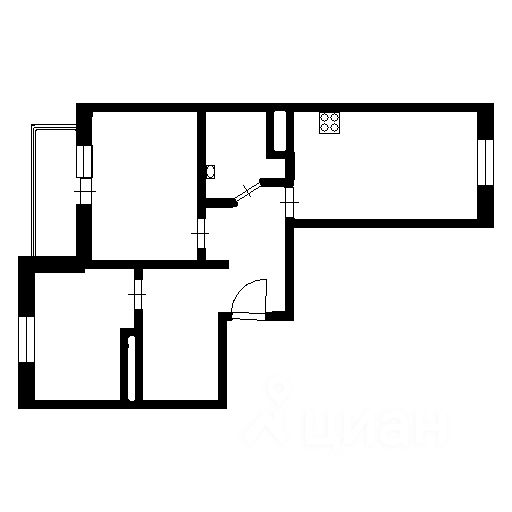 Планировка этой квартиры по данным Циан