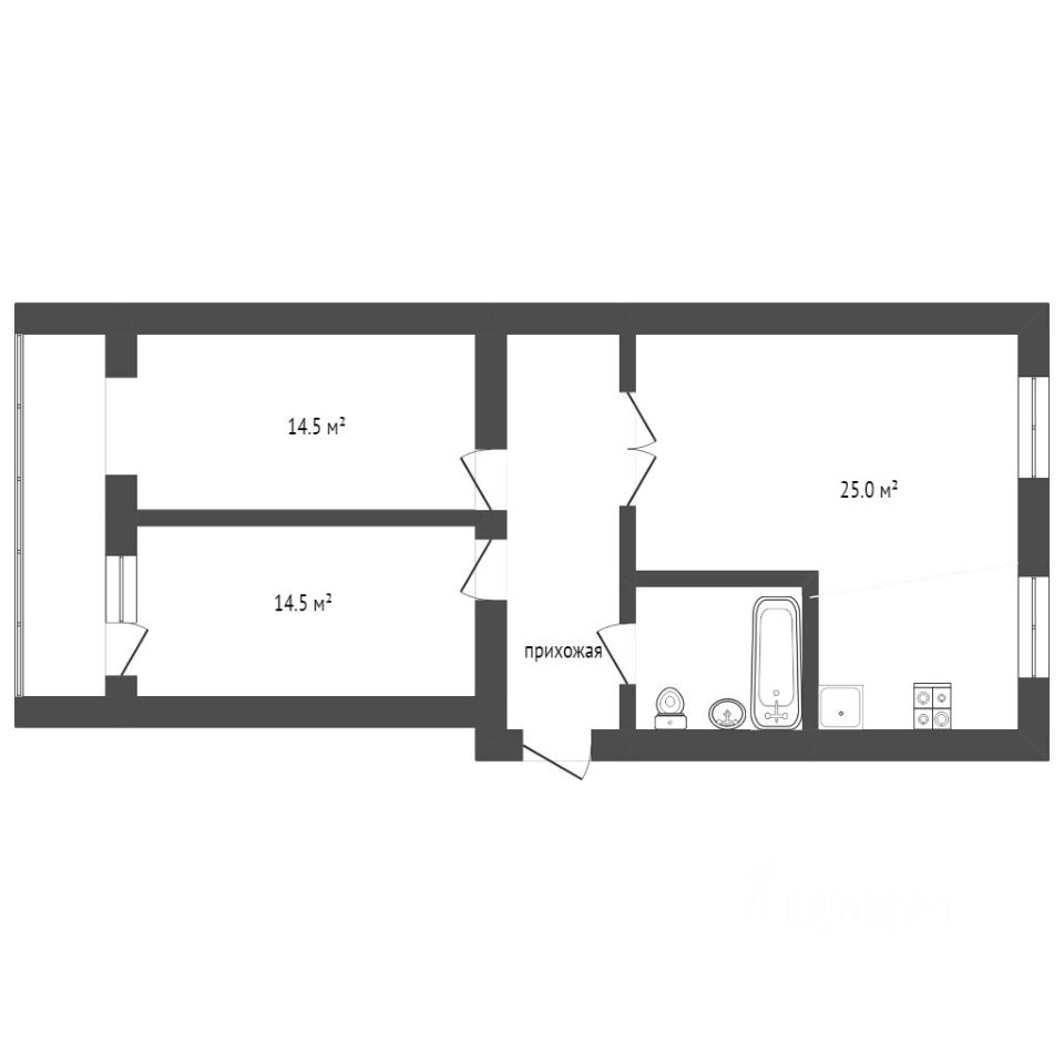 Планировка этой квартиры по данным Циан