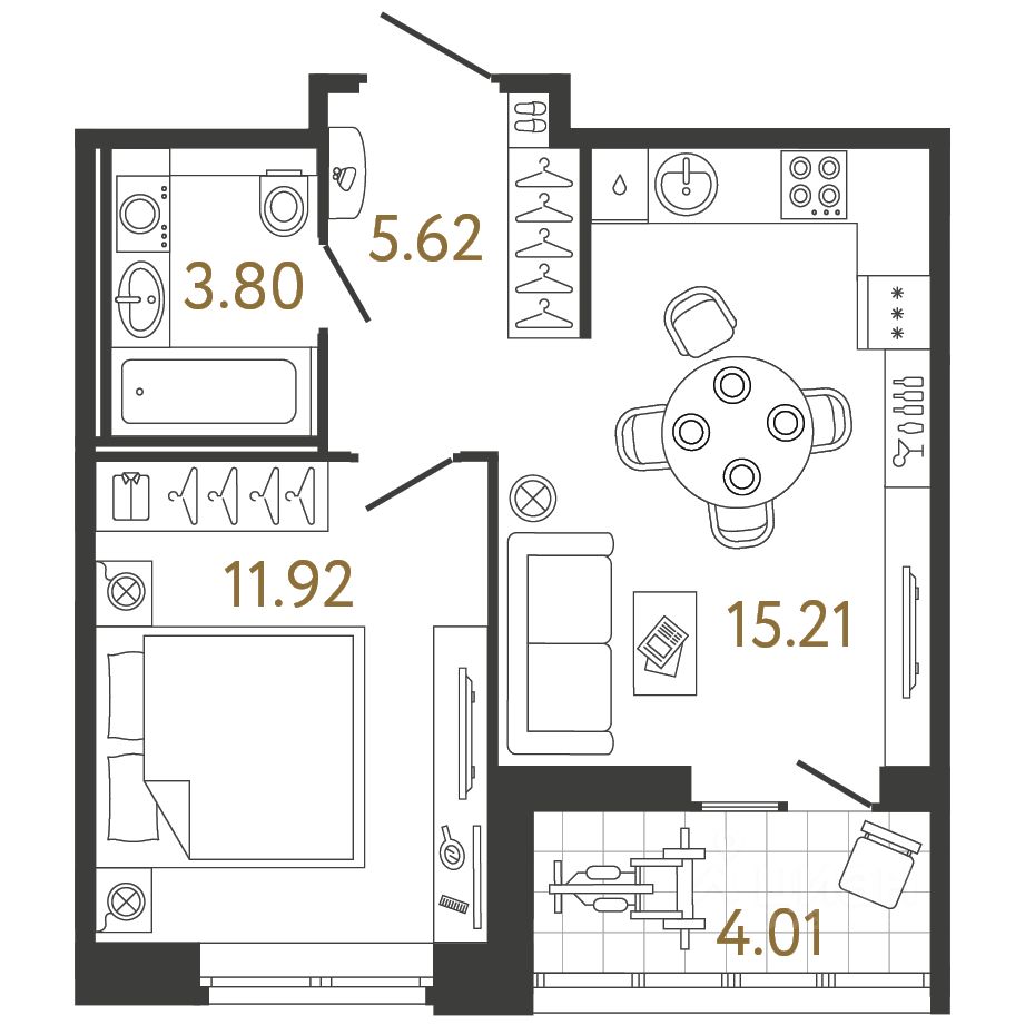 1-комн.кв., 36,5 м², 15/17 этаж